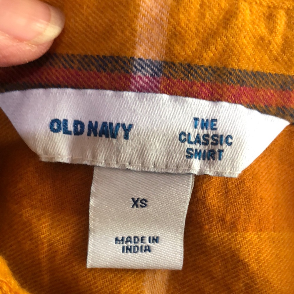 Old Navy Yellow and Blue Button Down Shirt Soft Plaid Fabric - Picture 4 of 4